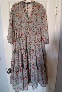Zara boho tier dress with slip- size small